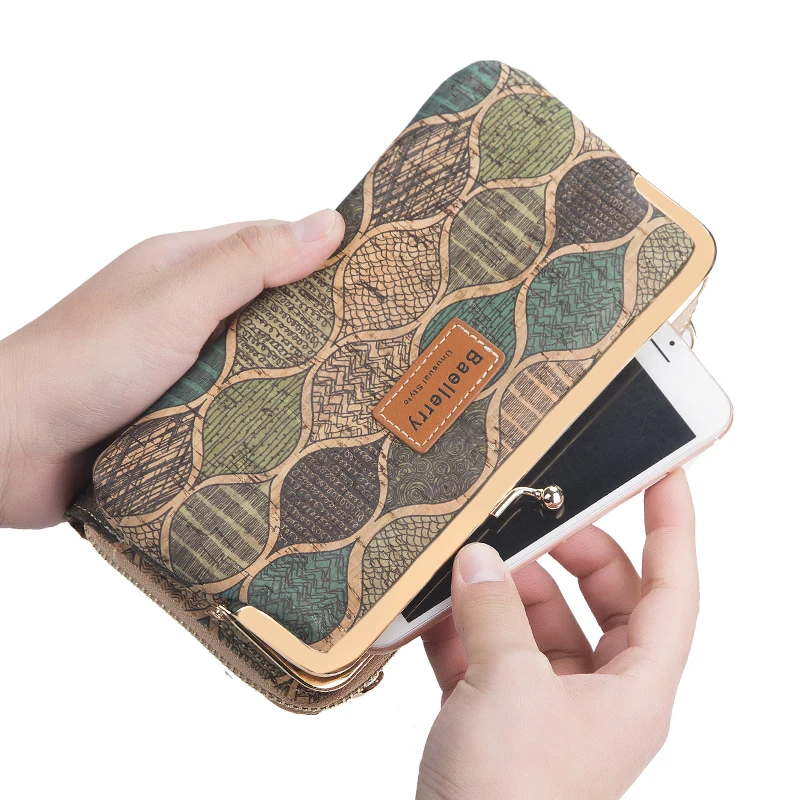 Mode nouvelles femmes portefeuilles bois Grain chaîne longue haute qualité support pour téléphone classique femme sac à main fermeture éclair portefeuille Mini_voghion.com