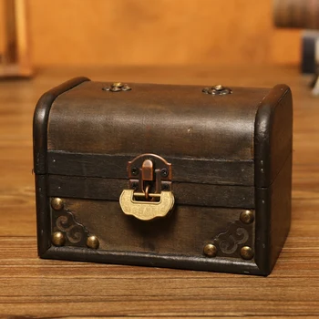 

Chic Wooden Pirate Jewellery Storage Box Case Holder Vintage Treasure Chest for Wooden organizer