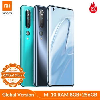 Перейти на Алиэкспресс и купить Глобальная версия xiaomi mi 10 Snapdragon 865 8 Гб 256 SA/НСА 5g для смартфонов с Wi-Fi 6 LPDDR5 UFS 3,0 108MP ProCamera 8K видео