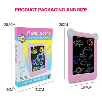 

Magic Drawing Board Interesting Cartoon Blue/Pink Led Manual Graffiti Student 3d Painting Board Art Child LED Artboard