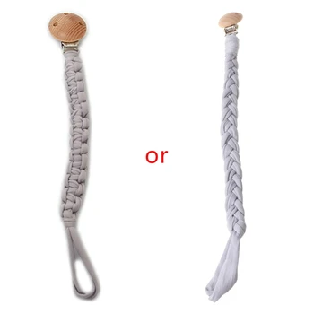 

Baby Pacifier Clip Chain Holder Beech Wooden Teether Teething Soother Molar Toy