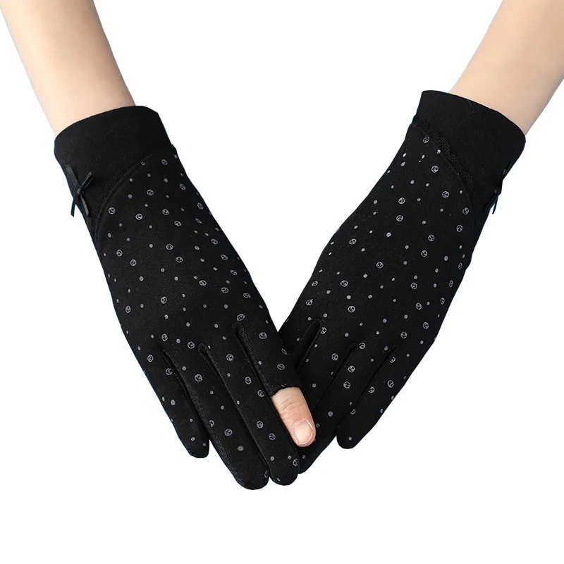 Women's Half Finger Gloves Spring Summer Short Thin Cotton Sun Protection Cycling Non Slip Driving Gloves Mittens