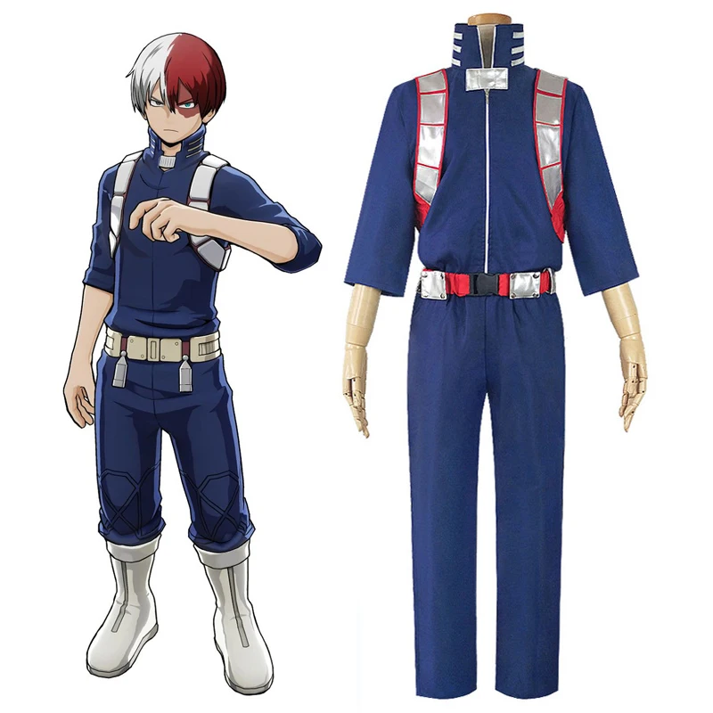 My Boku no Hero academic Косплей Todoroki костюм shoto для празднования Хеллоуина синий боевой костюм набор