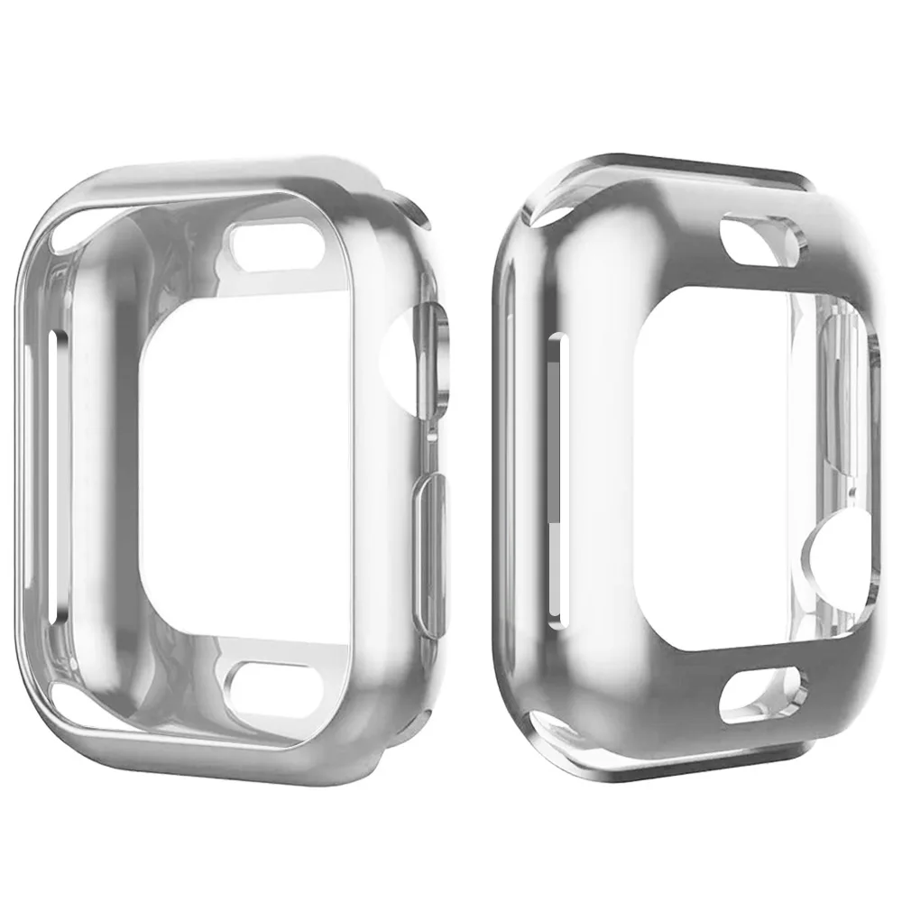 Ультра тонкий мягкий гальванический ТПУ 360 градусов защитный чехол для часов серии Apple watch - Цвет: Silver
