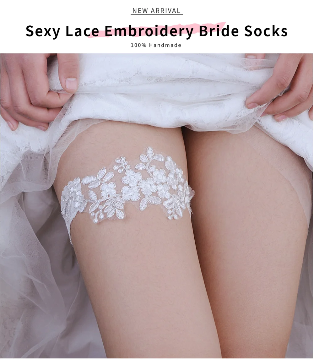 Luxury Garter Women's Lace Wedding Garter Set - Adjustable Bridal Leg Garter Belt For Bride, White Bridal Shower Garter Accessories Luxury Garter Women's Lace Wedding Garter Set - Adjustable Bridal Leg Garter Belt For Bride, White Bridal Shower Garter Accessories