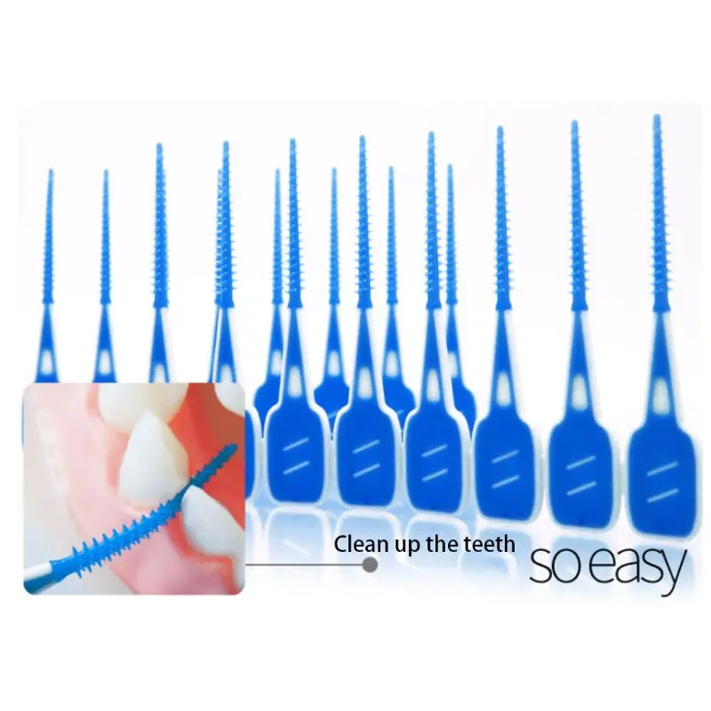 16Pcs/Box Oral Care Adults Interdental Brushes Dental Floss Sticks Silicone Toothpick Clean Between Teeth Massage Gums Tool R3MF