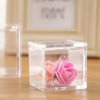 

12 Pcs Plastic Gift Box Transparent Safe Gift Packing Box Cube Box Candy Box For Birthday Party Favors Wedding