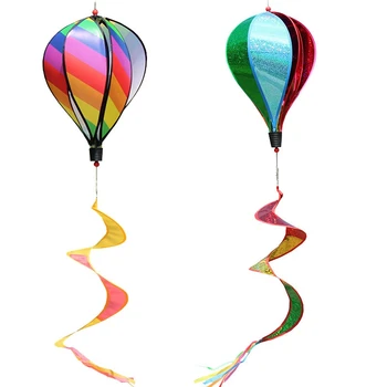 

2PCS Balloon Wind Spinner Striped Sequins Windsock Balloon Yard Decor Spiral Balloon Windmill