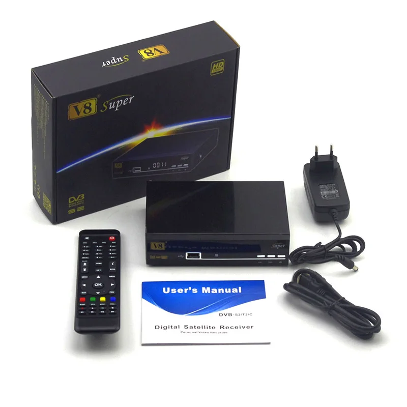 V8 Super receptor DVB-S2 Satellite Receiver Full 1080P HD FTA Satellite decoder+USB WIFI Biss Key newcam 3G Youporn v8 nova