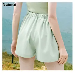 Neimai/летние корейские шорты, стильные женские черные, розовые Pantalon Corto Mujer Verano из хлопка с высокой талией для Cintura Alta, милые Бермуды