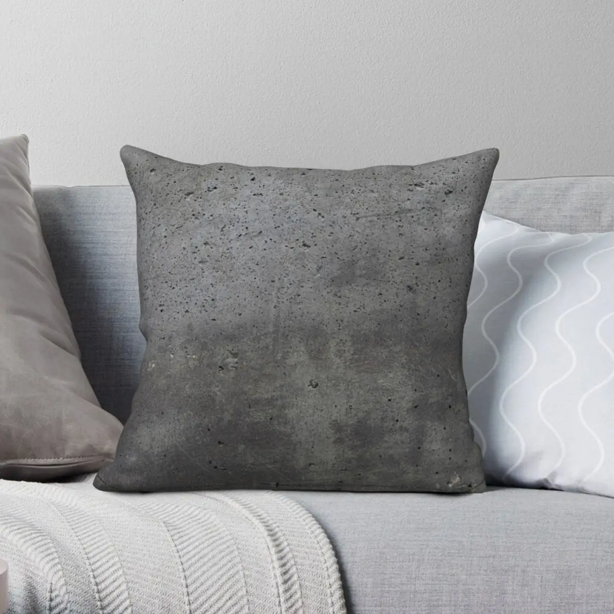 

Grey Textured Concrete Wall Exterior Square Pillowcase Polyester Linen Velvet Zip Decor Throw Pillow Case Home Cushion Cover