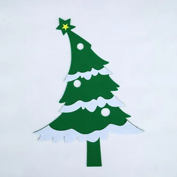 

T-N Green Christmas Tree Snow Flake Felt Craft Wall Sticker School Children Blackboard Decoration Kindergarten DIY Handmade Toys
