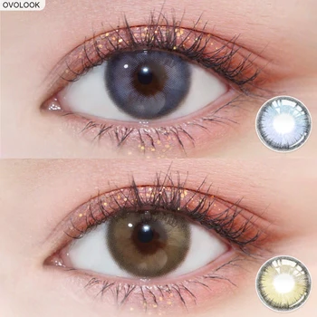 

OVOLOOK - 1 Pair Lenses Contact Lenses Colored Lenses for Eyes Blue/Brown 0-800 Degrees Eye Color Lens Contacts