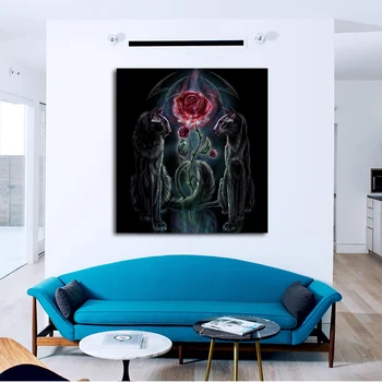 

DIY colorings pictures by numbers with The cat couple picture drawing Relief painting by numbers framed Home