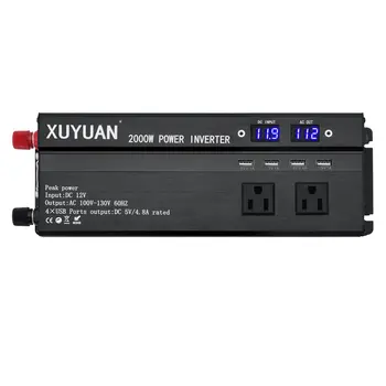 

LED Display Car Inverter 12/24V To 110V 2000W Peak Power Inverter Transformer Voltage Converter Charger Inverter US Plug