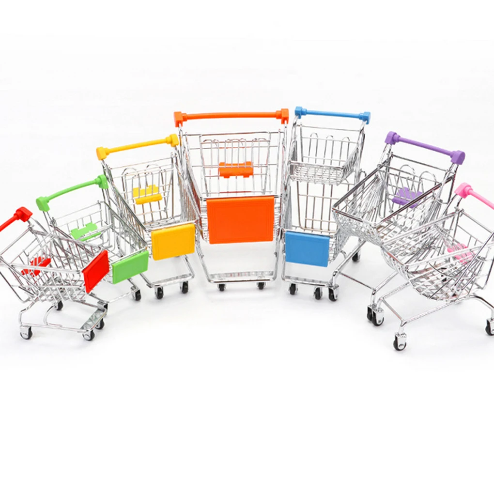 

Pretend Play Groceries Toys Supermarket Handcart Toys Carts Storage Folding Mini Shopping Cart Basket Toys for Children Boys