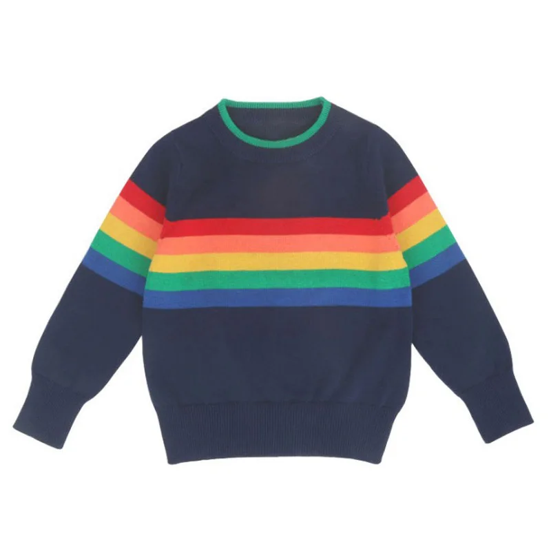 Детская одежда; Детское пальто для девочек; вязаный свитер с радугой; брендовые свитера с радугой для мальчиков; Одежда для мальчиков и девочек
