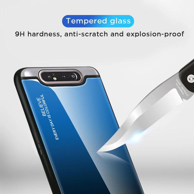 Градиент закаленное Стекло Крышка для samsung Galaxy M10 M20 M30 A10 A20 A30 A40 A50 A60 A70 A80 A90 задняя крышка 100 шт./лот