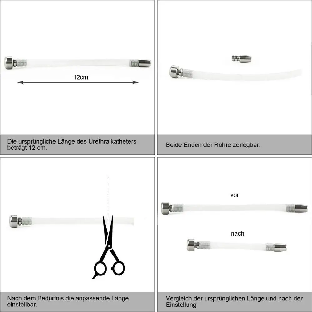 iKenmu New Stainless Steel Male Chastity Devices With Urethral Catheter,Long Cock Cage with Ring ,Penis Rings,Sex Toys For Men