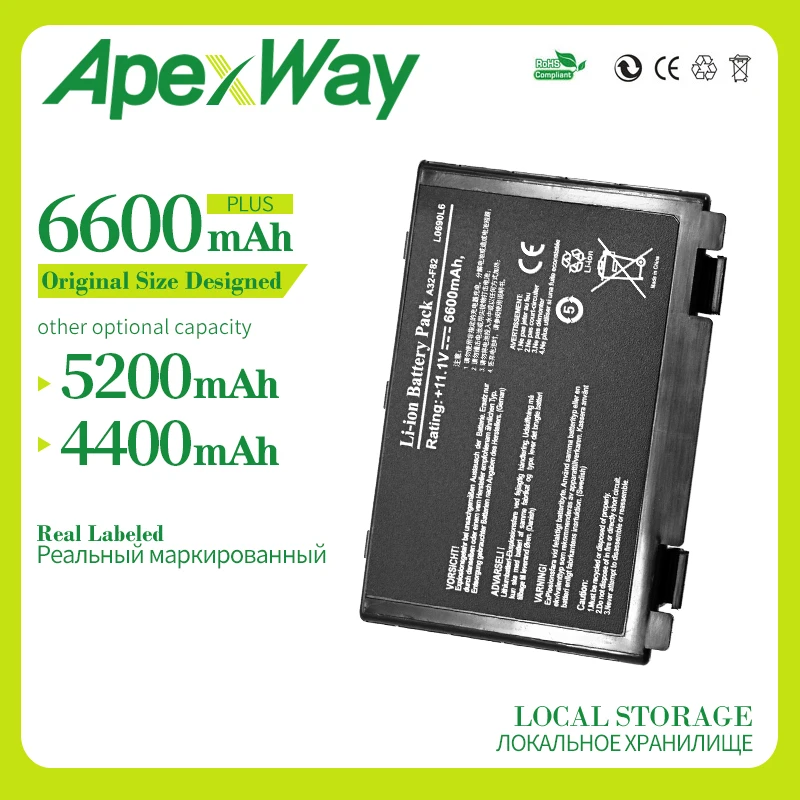 Apexway Батарея для Asus K60IJ K60IL K60IN K61 K61I K61IC K61L K6C11 K70A K70ID K70IJ K70IL K70AB K70AC K70AD K70AE K70I K70IC
