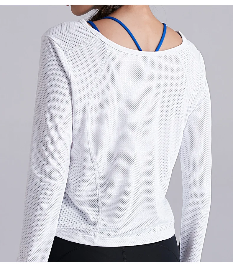 Осенняя новая однотонная одежда для фитнеса Женская двусторонняя Спортивная дышащая футболка с длинным рукавом быстросохнущая рубашка для йоги