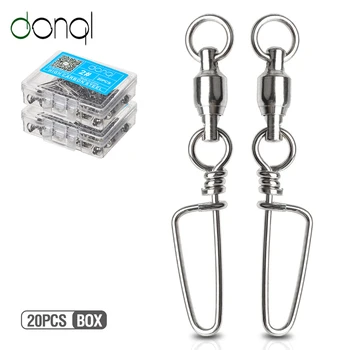 

DONQL 20pcs/lot Bearing Fishing Swivels Connector Snap 0#-6# Ball Rolling Swivel For Fishhook Lure Carp Fishing Accessories
