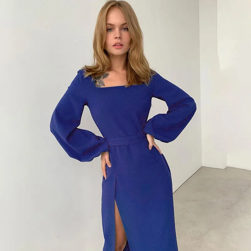 Женское платье с квадратным вырезом облегающее длинное вечерние прочный Фонарь