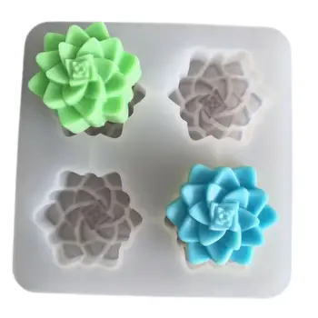 

4 Compartment Silicone Cake Mould Flower Succulents Shaped Fondant Soap Molds Kitchen DIY Handcraft Cake Baking Moulds