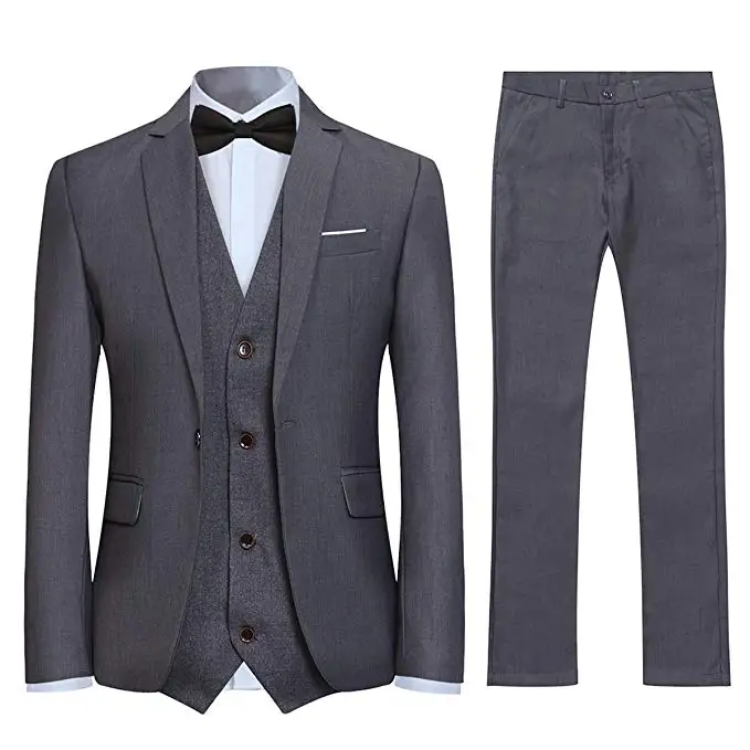 

Mens 3 Piece Suit Slim Fit One Button Solid Color Formal Dress