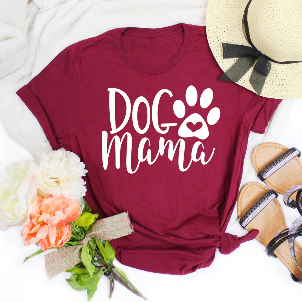 Cute Dog Mama Paw Printed Tshirt Funny Dog Mom Gift Tees Tops Harajuku