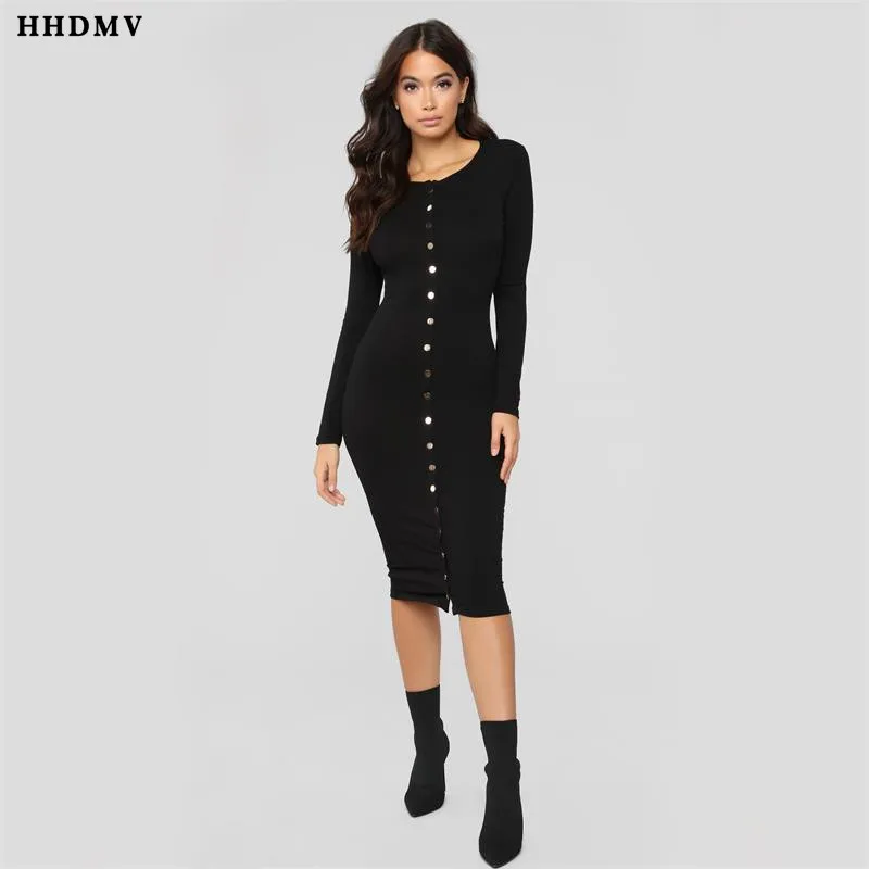 Модные длинные платья в стиле high street HHDMV PLY8217 средней длины с длинным рукавом и