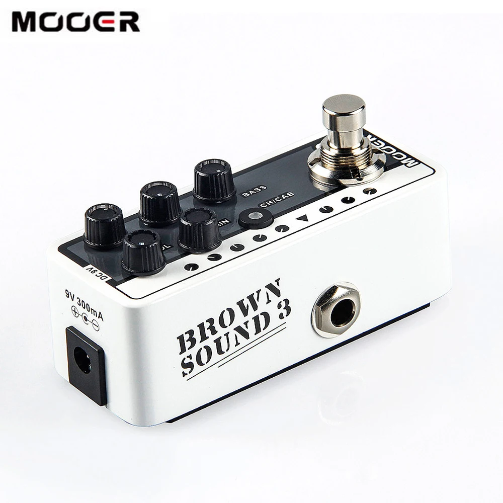 MOOER 005 коричневый звук двухканальный предусилитель для гитары педаль Современный день 80s цифровой предусилитель 3 полосный эквалайзер 2 режима True Bypass