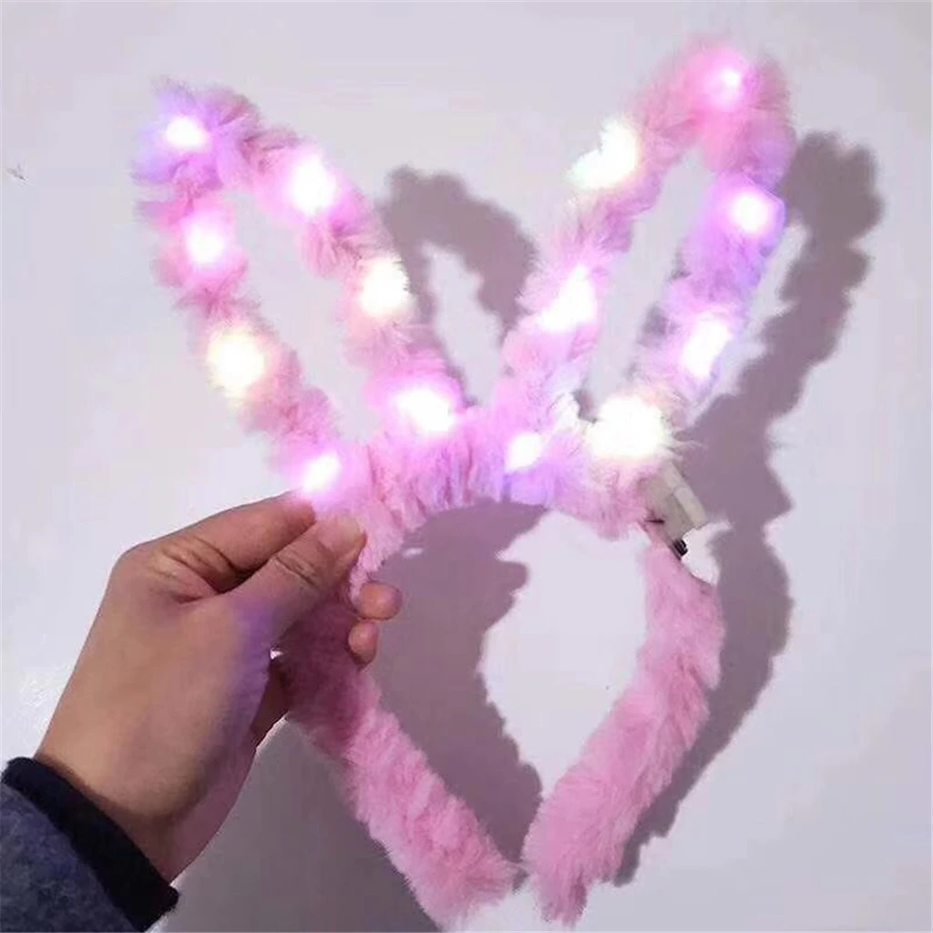 LED Club Party Concert Light Up Bright Flash Glowing Rabbit Hairband Flexible US