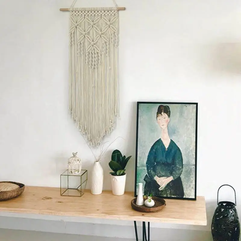 Macrame Woven Wall Hanging Tapestry Handmade Boho Chic Bohemian Art Apartment Dorm Room Home Decoration