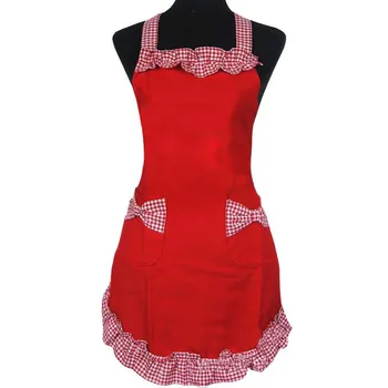 

Bib Apron Dress Flirty Vintage Kitchen Women Bowknot With Pocket Gift Pure Color Cooking Kitchen Apron Chef Waiter Cafe Shop