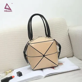 

Hiboom 2020 Fashionable Variable geometry bag Collapsible bag Lady Large Capacity PU shoulder bag Silver paper material