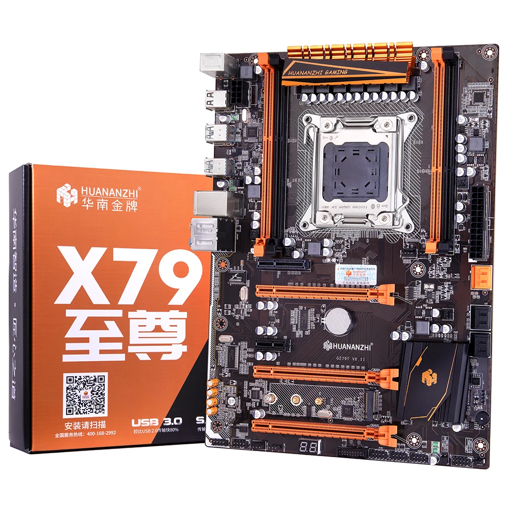 Скидка HUANANZHI Deluxe X79 материнская плата с M.2 слотом 4 DIMM 3* PCI-E x16 слотами 2 порта SATA3.0 поддержка 4*16G память 1866 МГц