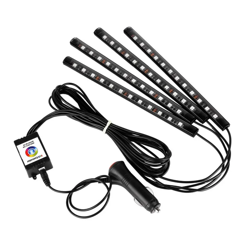 1 Набор, приложение, 12 светодиодов, атмосферная лампа RGB 5050SMD, для салона автомобиля, декоративная, IP65, 12 В, для телефона, приложение, управление, автомобильный стиль, пол, ноги, Декор