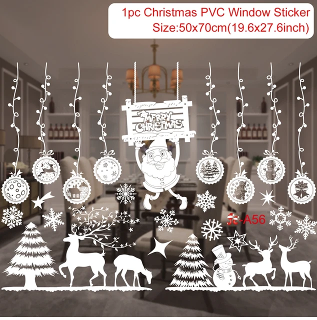 Christmas Window Stickers Merry Christmas Decorations For Home Christmas Wall Sticker Kids Room Wall Decals New Year Stickers 5