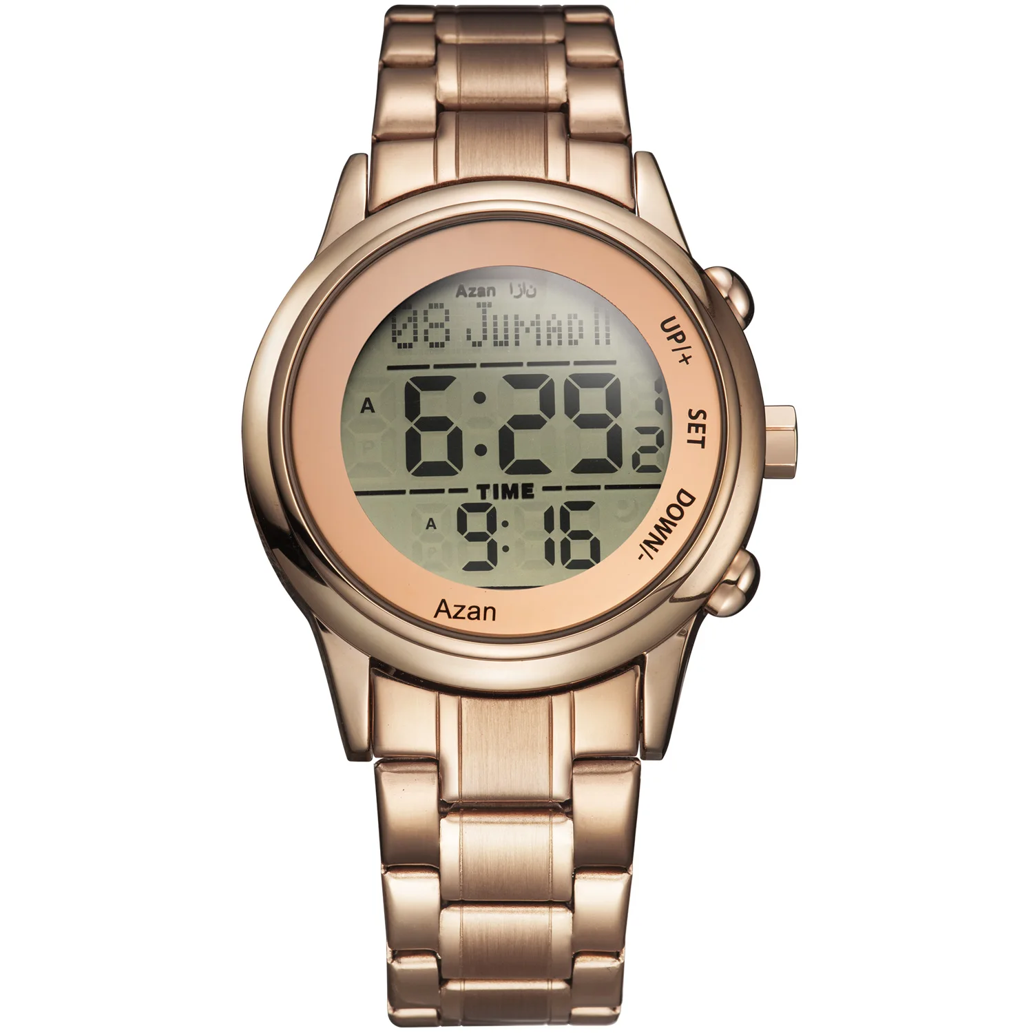 2021 New Arrival Stainless Steel Digital Watches Arabic Islamic Qibla