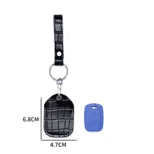 

Lovely Handy Crocodile Pattern Neat Split Cow Leather Mini Short Square Door Lock Sensor Simple Slim Access Key Tag Case