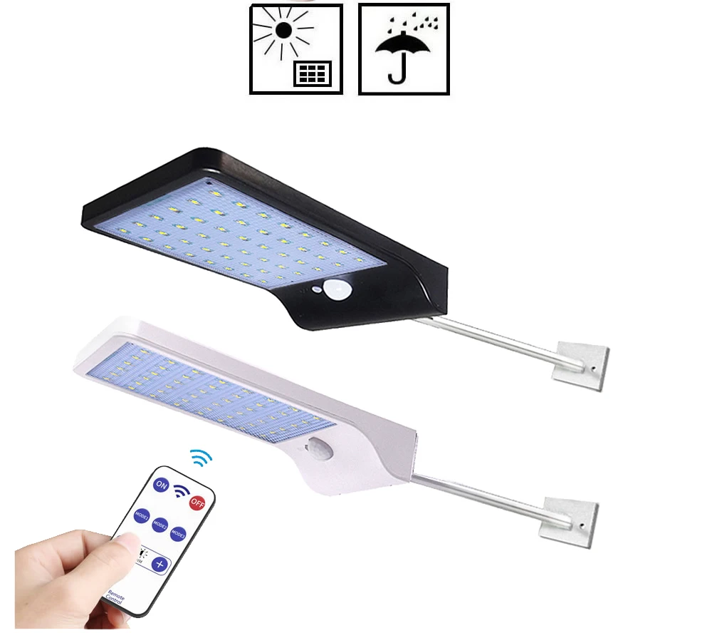 

48/36 LED Solar Light solar lamp PIR Motion Sensor 3 Modes Waterproof Outdoor Garden street wall spot Lights metal pole
