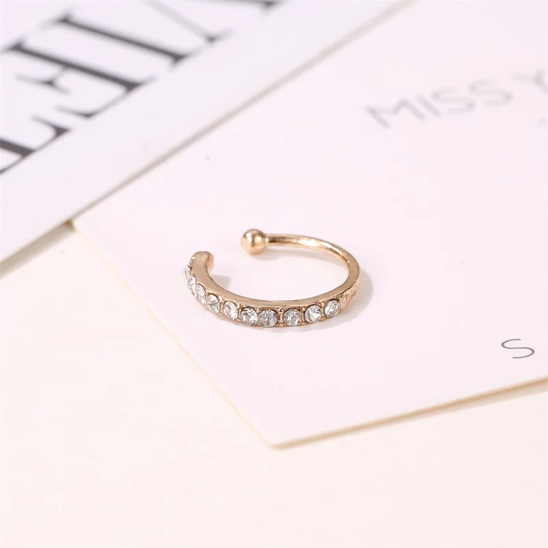1 PC Korean simple classic Women Casual Crystal ear clip single party Silver Gold earring ear bone clip accesorios mujer
