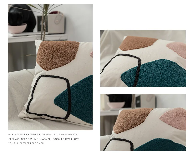 Домашняя простая Геометрическая подушка с милым хлопковым полотенцем, вышитая подушка, Скандинавская декоративная подушка, наволочка для дивана