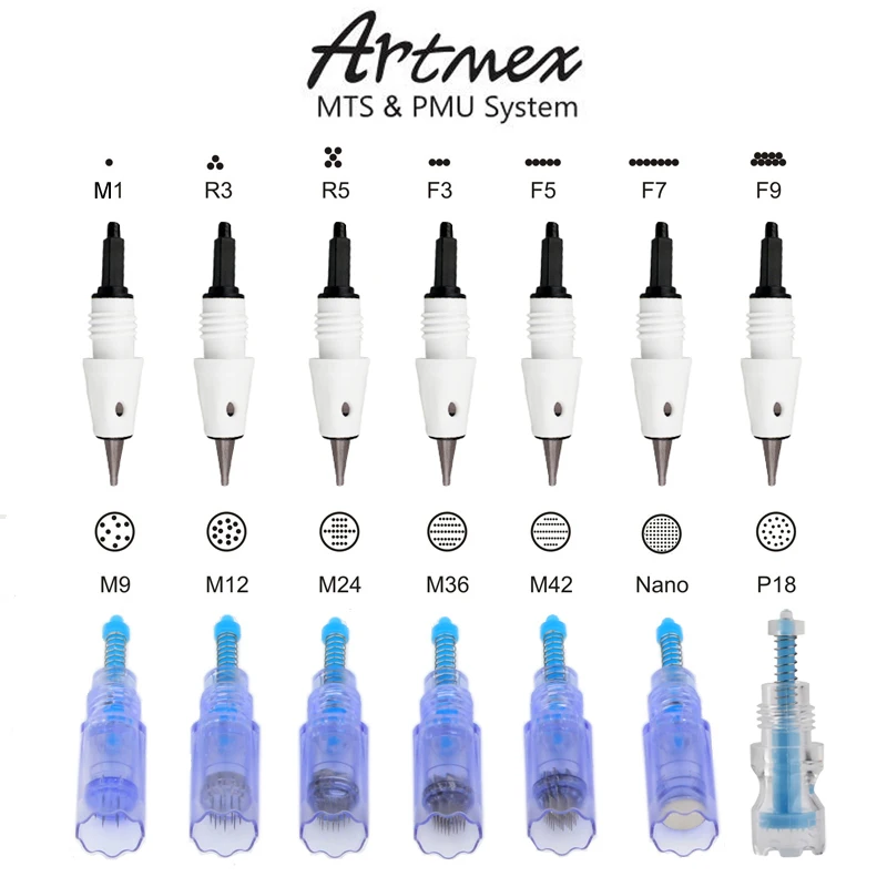 Artmex V9 V8 V6 Needle cartridges MTS Semi permanent makeup tattoo machine spare parts M9 M12 M36 M42 P18 Nano | Красота и здоровье