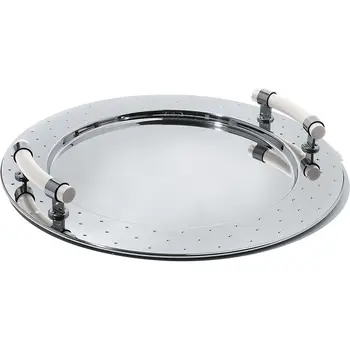 

Alessi MGVASS W round tray with handles, PA/steel, white tableware
