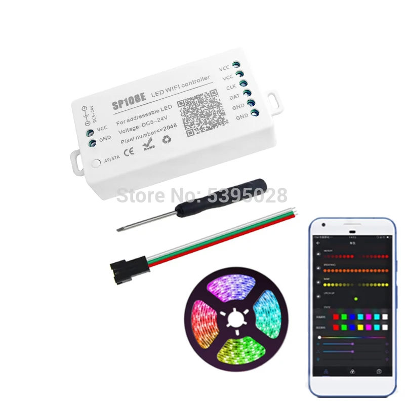 Wi Fi APP контроллер SP108E обычно используется в WS2812BWS2811SK6812 DMX512 светодиодная полоса
