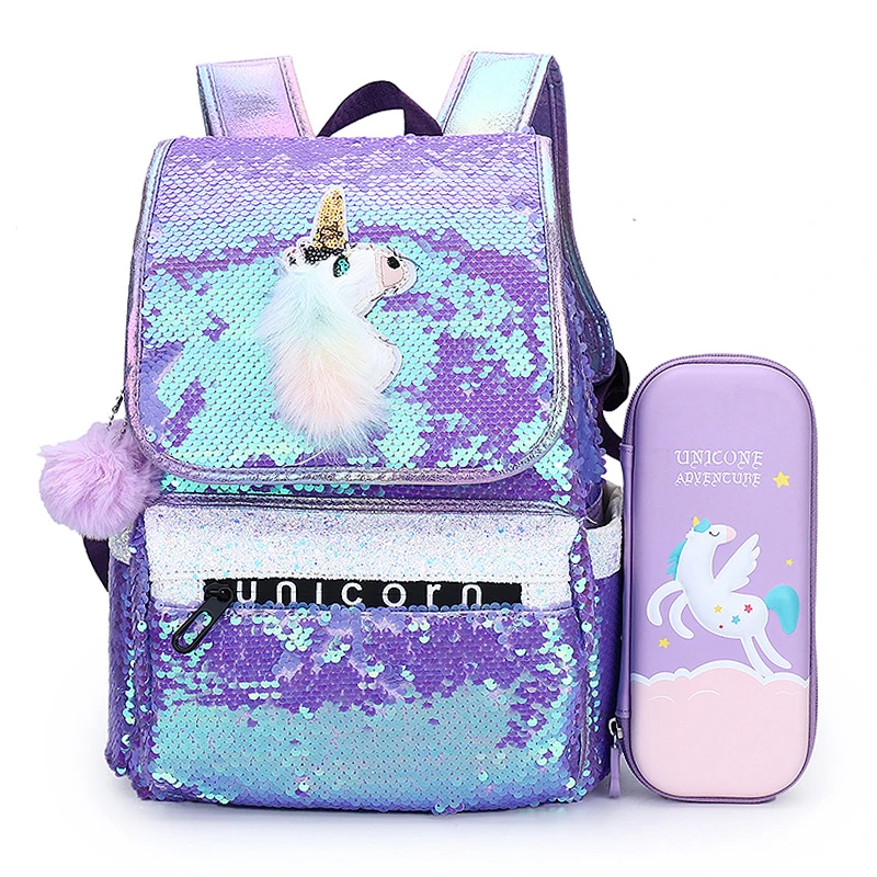 Mochila escolar Kawaii para niñas, morral grande con lentejuelas y unicornios, ideal para regalo de Navidad|Mochilas escolares| -