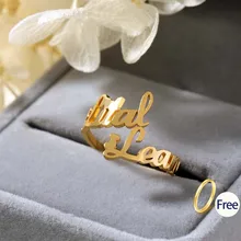 На заказ, двойное имя, пара колец для влюбленных, на заказ, два имени, золотые кольца для женщин, лучшие друзья, обручальное кольцо, Женское кольцо