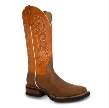 

Winter New Fashion Men Pu Leather Low Heel Boots Male Vintage Casual Classic High Quality Western Tooled Stylish Zapatos 4M319
